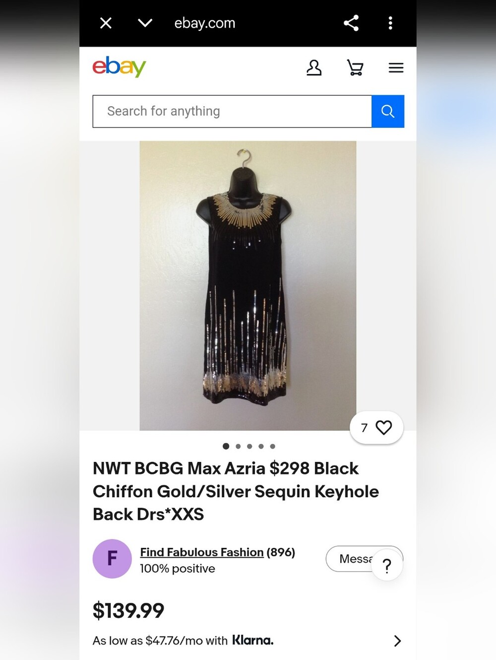 BCBGMaxAzria Black Mini Shift Dress Or Tunic with Gold and Silver Sequins Sz L - Picture 7 of 7